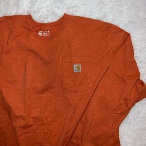 Carhartt 3XL Orange Long Sleeve Pocket Tee Loose Fit Long Sleeve Shirt